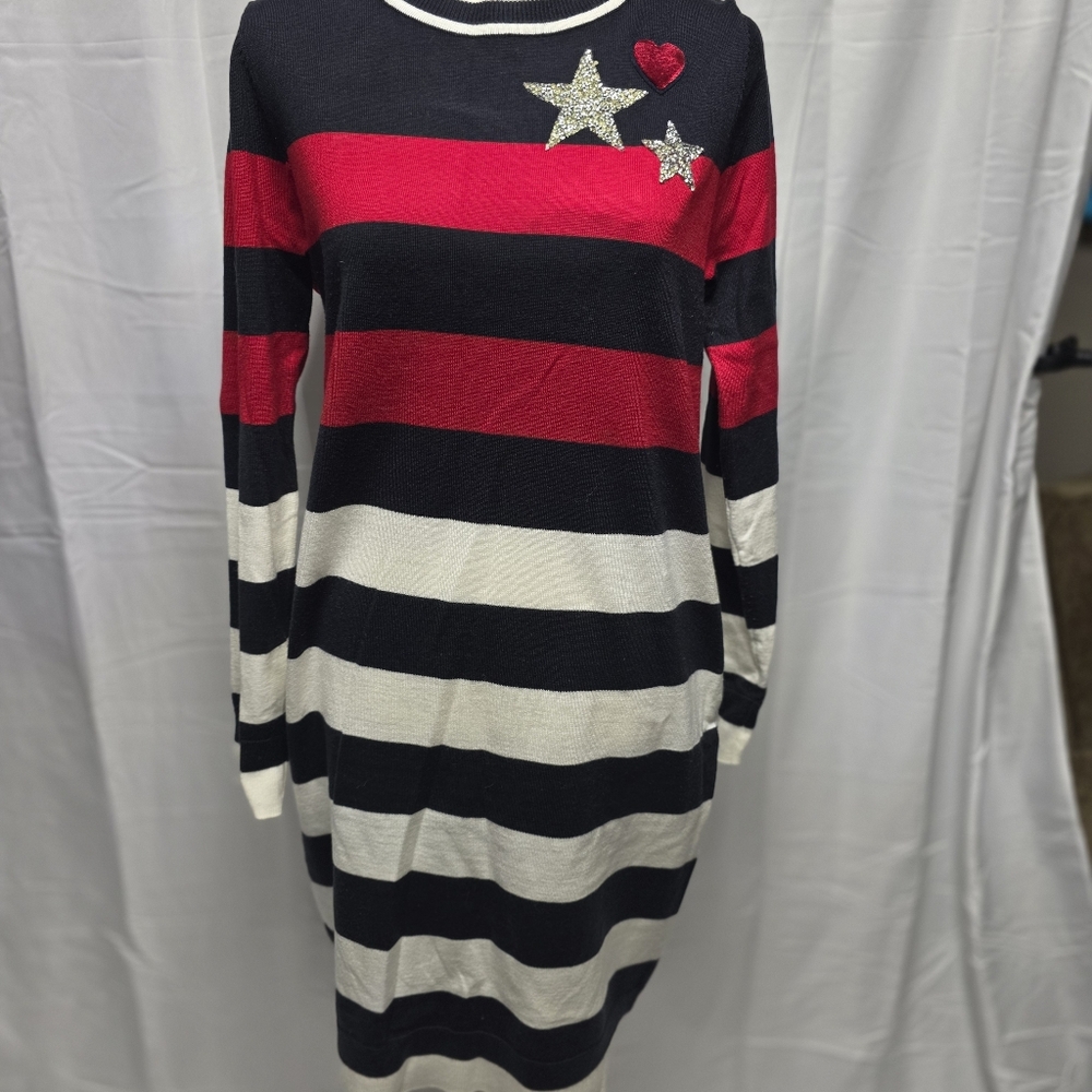 Tommy Hilfiger Black and White Sweater with Red Accent